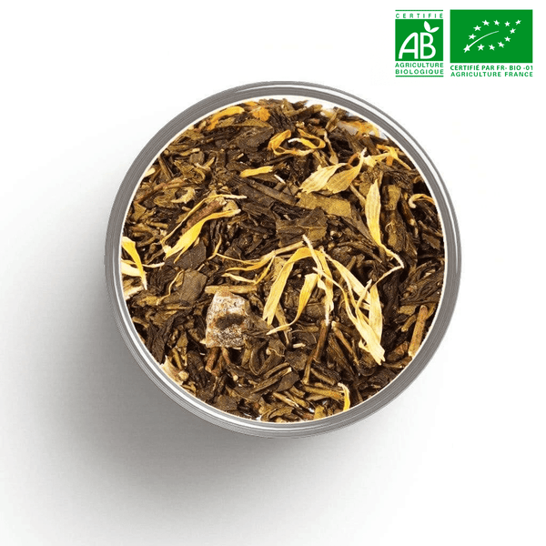 TEA-TESTING - ÉCHANTILLON GRATUIT DU THÉ/TISANE DU MOIS : Thé vert fantasia (Pêche) bio en vrac